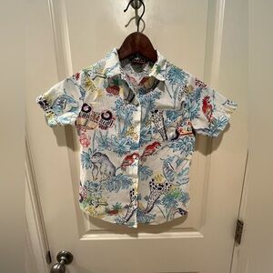 Boys Safari Print Short Sleeve Button Down Shirt Size 8